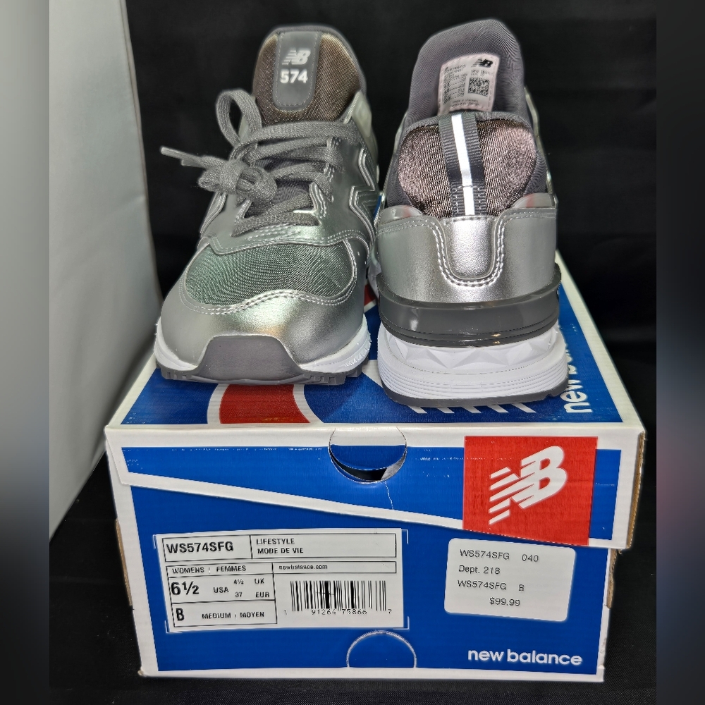 New Balance Metallic Silver and Gray Sneakers